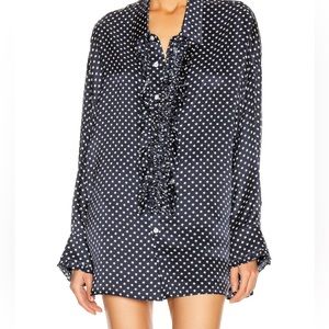 R13 Silk Star tuxedo blouse with ruffle size xs